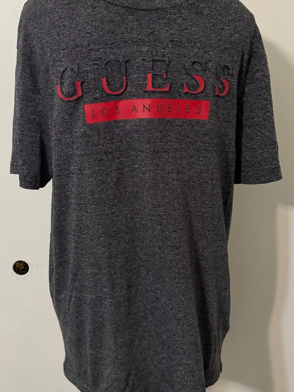 Guess Heather Charcoal Tee with Red Los Angeles Logo - Picture 3 of 6